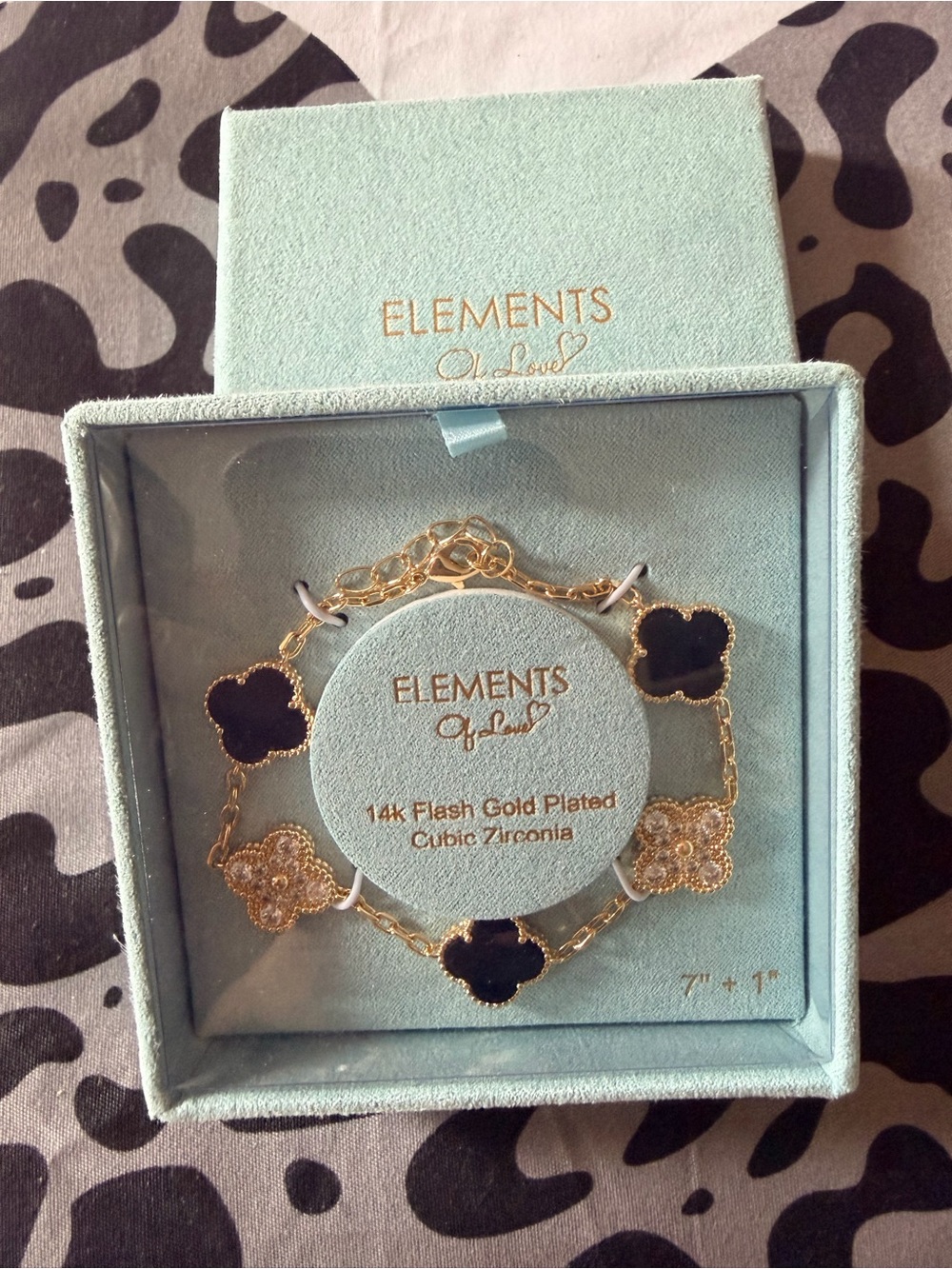 Element Gold Plated Bracelet with Black Clover Accents